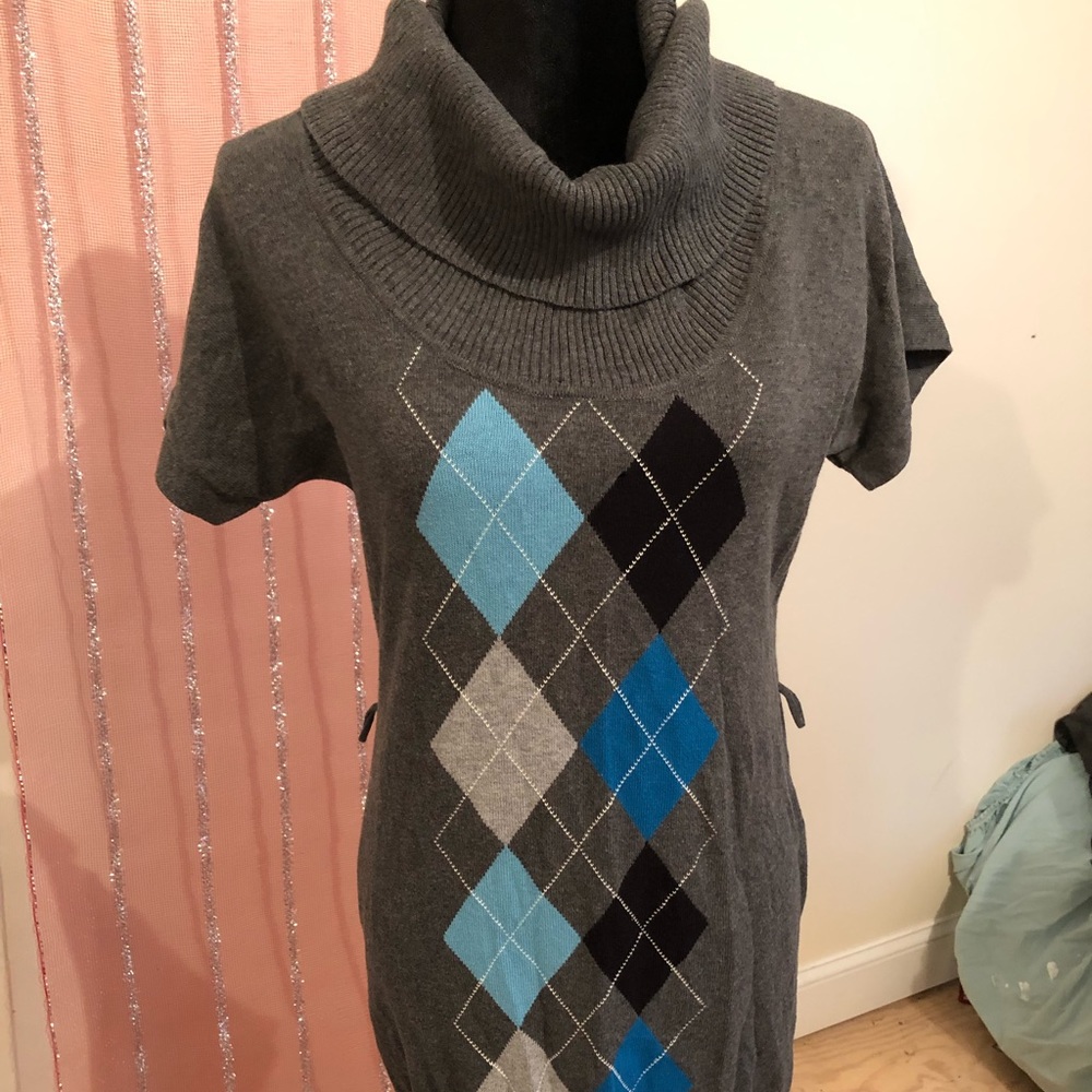 Grey argyle sweater dress